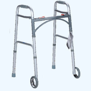 Junior Two Button Folding Walker w/ 5" Wheels, 25.5" - 32.5", 1pc/bag Junior Two Button Folding Walker w/ 5" Wheels, 25.5" - 32.5", 1pc/bag