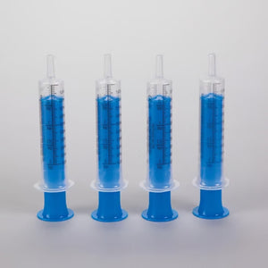 Health Care Logistics by Comar Oral Dispensers with Tip Caps, 10mL - Clear, Blue Plungers Health Care Logistics by Comar Oral Dispensers with Tip Caps, 10mL - Clear, Blue Plungers