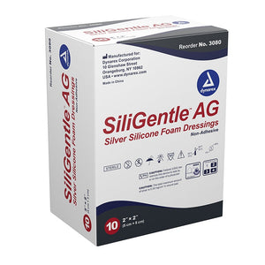 SiliGentle AG - Silver Silicone Foam Dressing, 2" x 2", 5/10/cs SiliGentle AG - Silver Silicone Foam Dressing, 2" x 2", 5/10/cs