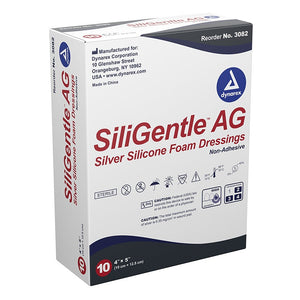 SiliGentle AG - Silver Silicone Foam Dressing, 4" x 5", 5/10/cs SiliGentle AG - Silver Silicone Foam Dressing, 4" x 5", 5/10/cs