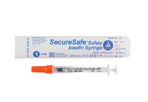 SecureSafe Safety Insulin Syringe - 1 ml (New Mechanism), 29G, 1/2" Needle, 5/100/cs SecureSafe Safety Insulin Syringe - 1 ml (New Mechanism), 29G, 1/2" Needle, 5/100/cs