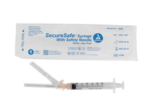 SecureSafe Syringe w/ Safety Needle - Luer Lock, 25G, 5/8" Needle, 3 cc, 8/100/cs SecureSafe Syringe w/ Safety Needle - Luer Lock, 25G, 5/8" Needle, 3 cc, 8/100/cs