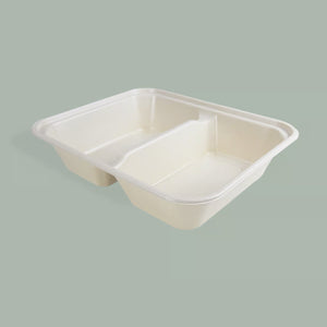 12.8 x 10.4 x 2.9" 2 Compartment PLA/PBAT Lined Catering Tray 12.8 x 10.4 x 2.9" 2 Compartment PLA/PBAT Lined Catering Tray