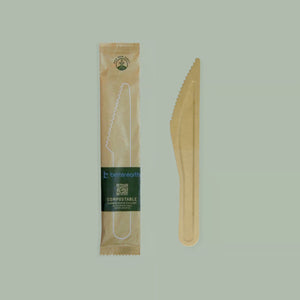 Knife, 6" - Individually Wrapped Compostable Cutlery (Natural Colored Cu Knife, 6" - Individually Wrapped Compostable Cutlery (Natural Colored Cu
