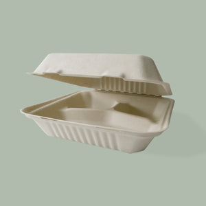 9" x 9" 3 Comp Eco-Bamboo Collection Hinged Clamshell 9" x 9" 3 Comp Eco-Bamboo Collection Hinged Clamshell