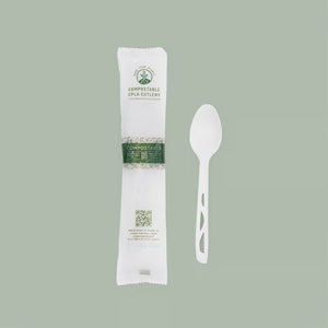 Spoon, Heavy Weight White - Individually Wrapped CPLA Compostable C Spoon, Heavy Weight White - Individually Wrapped CPLA Compostable C