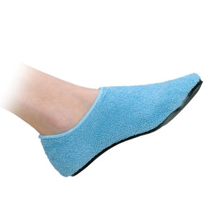 Foot Slippers, Rubber Sole Terrycloth, Lt Blue, XXL Foot Slippers, Rubber Sole Terrycloth, Lt Blue, XXL
