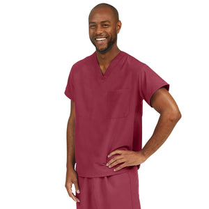 PerforMAX Unisex Reversible V-Neck Scrub Top with Chest Pocket, Wine, Size S, Angelica Color Code PerforMAX Unisex Reversible V-Neck Scrub Top with Chest Pocket, Wine, Size S, Angelica Color Code
