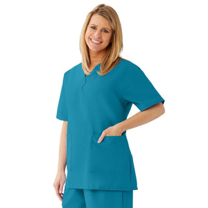 AngelStat Women's V-Neck Tunic Scrub Tops with 2 Pockets, Peacock, Size M AngelStat Women's V-Neck Tunic Scrub Tops with 2 Pockets, Peacock, Size M