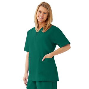 AngelStat Women's V-Neck Tunic Scrub Tops with 2 Pockets, Hunter, Size L AngelStat Women's V-Neck Tunic Scrub Tops with 2 Pockets, Hunter, Size L