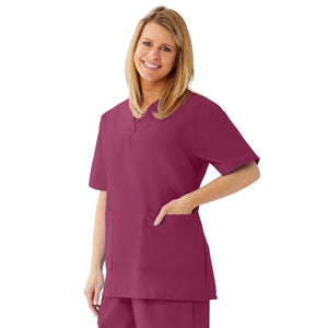 AngelStat Women's V-Neck Tunic Scrub Tops with 2 Pockets, Raspberry, Size XL AngelStat Women's V-Neck Tunic Scrub Tops with 2 Pockets, Raspberry, Size XL