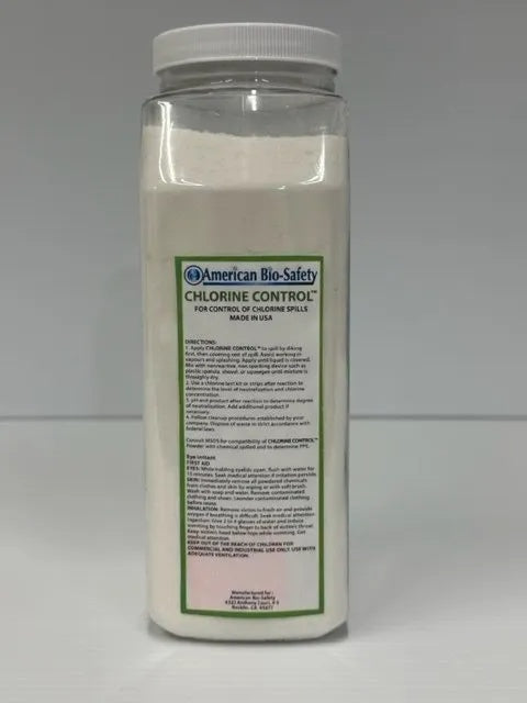 Chlorine Control (free flowing powder neutralizes and solidifies chlorine or bleach solution spills), 32oz bottle