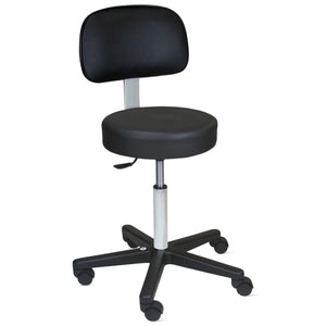 Economy Pneumatic 5-Leg Exam Stool with Composite Base, Includes Backrest, Black Economy Pneumatic 5-Leg Exam Stool with Composite Base, Includes Backrest, Black