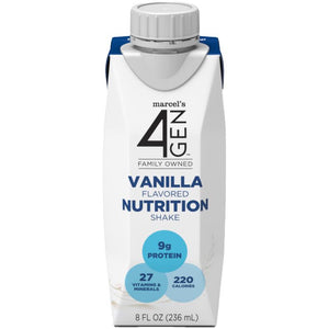 Marcel's 4GEN Nutrition Shake, Vanilla, 8 oz. Carton, 24/Case Marcel's 4GEN Nutrition Shake, Vanilla, 8 oz. Carton, 24/Case
