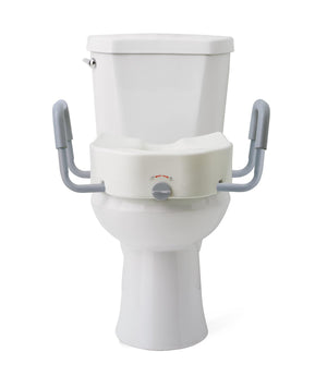 Medline 5" Raised Locking Toilet Seat, With Arms, 400 lb. Weight Capacity, Fits Most Elongated Seats Medline 5" Raised Locking Toilet Seat, With Arms, 400 lb. Weight Capacity, Fits Most Elongated Seats
