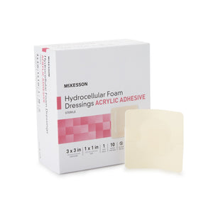 McKesson, Adhesive Foam Dressing with Border 3 x 3 Inch, Box Of 10 McKesson, Adhesive Foam Dressing with Border 3 x 3 Inch, Box Of 10