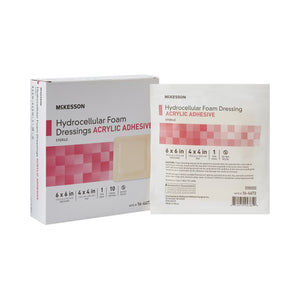 McKesson, Acrylic Adhesive with Border Foam Dressing 6 x 6 Inch, Box Of 10 McKesson, Acrylic Adhesive with Border Foam Dressing 6 x 6 Inch, Box Of 10