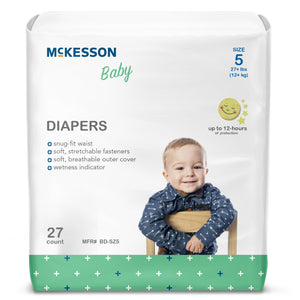 McKesson, Unisex Baby Diaper Size 5 Disposable Heavy Absorbency, Count of 4 McKesson, Unisex Baby Diaper Size 5 Disposable Heavy Absorbency, Count of 4