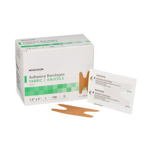 McKesson, Adhesive Strip 1-1/2 X 3 Inch Fabric Knuckle Tan Sterile 16-4814, Case Of 24 McKesson, Adhesive Strip 1-1/2 X 3 Inch Fabric Knuckle Tan Sterile 16-4814, Case Of 24
