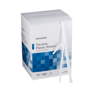 McKesson, Flexible Drinking Straw McKesson 7-3/4 Inch White Individually Wrapped, Case Of 20 McKesson, Flexible Drinking Straw McKesson 7-3/4 Inch White Individually Wrapped, Case Of 20