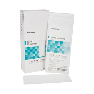 McKesson, Adhesive Dressing McKesson 4 X 10 Inch Polypropylene / Rayon Rectangle White Sterile McKesson, Adhesive Dressing McKesson 4 X 10 Inch Polypropylene / Rayon Rectangle White Sterile