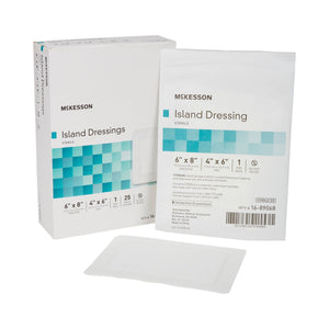 McKesson, Adhesive Dressing McKesson 6 X 8 Inch Polypropylene / Rayon Rectangle White Sterile, Box Of 25 McKesson, Adhesive Dressing McKesson 6 X 8 Inch Polypropylene / Rayon Rectangle White Sterile, Box Of 25