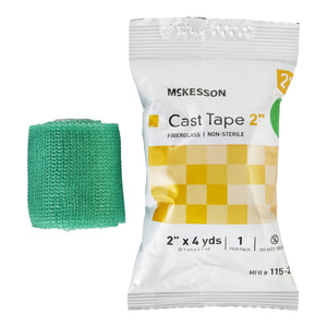 McKesson, Cast Tape McKesson 2 Inch X 12 Foot Fiberglass Green McKesson, Cast Tape McKesson 2 Inch X 12 Foot Fiberglass Green