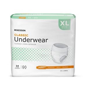 McKesson, Unisex Adult Absorbent Underwear Classic Pull On with Tear Away UWEXL, Count of 4 McKesson, Unisex Adult Absorbent Underwear Classic Pull On with Tear Away UWEXL, Count of 4