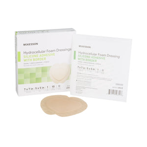 McKesson, Foam Dressing 7 X 7 Inch With Border Film Backing Silicone Gel 4845 McKesson, Foam Dressing 7 X 7 Inch With Border Film Backing Silicone Gel 4845