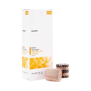 McKesson, Elastic Bandage 2 Inch X 5 Yard Single Hook and Loop Closure Tan 052, Case Of 5 McKesson, Elastic Bandage 2 Inch X 5 Yard Single Hook and Loop Closure Tan 052, Case Of 5