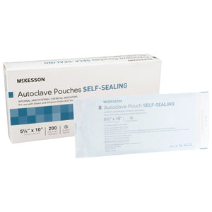 McKesson, Sterilization Pouch Ethylene Oxide Gas / Steam 5-1/4 X 10 Inch Transparent 16-6424, Case Of 10 McKesson, Sterilization Pouch Ethylene Oxide Gas / Steam 5-1/4 X 10 Inch Transparent 16-6424, Case Of 10