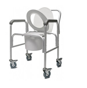 3-in-1 Aluminum Commode, With Backrest • 34"W x 24.5"L x 21"H 3-in-1 Aluminum Commode, With Backrest • 34"W x 24.5"L x 21"H