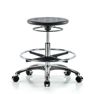 Clean Room Stool, Medium Bench Ht w/ Casters, Black Clean Room Stool, Medium Bench Ht w/ Casters, Black