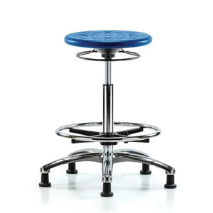 High Bench-Height Cleanroom Stools with Glides • 23"W x 24"L x 23.5"-33.5"H, Blue High Bench-Height Cleanroom Stools with Glides • 23"W x 24"L x 23.5"-33.5"H, Blue