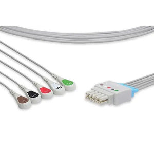 Essential Reusable ECG Leadwires Datex Ohmeda, 5 Leads Snap Essential Reusable ECG Leadwires Datex Ohmeda, 5 Leads Snap