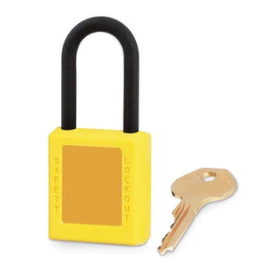 Yellow Padlock • 1.5"W x 1.75"H body; 1.5" shackle clearance Yellow Padlock • 1.5"W x 1.75"H body; 1.5" shackle clearance