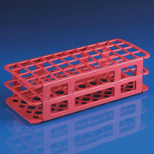 40-Place Tube Rack for 20mm Tubes • 9.6"L x 4.1"W x 2.8"H • Red 40-Place Tube Rack for 20mm Tubes • 9.6"L x 4.1"W x 2.8"H • Red