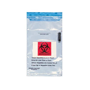 Biohazard Bags • 6"W x 10"H • Clear with Absorbent Pad Biohazard Bags • 6"W x 10"H • Clear with Absorbent Pad