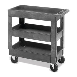 Polymer Utility Carts with Raised Sides, Small 3-Shelf • 17.5"W x 34.25"L x 32.5"H Polymer Utility Carts with Raised Sides, Small 3-Shelf • 17.5"W x 34.25"L x 32.5"H