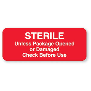 Sterile Unless Opened Labels • Red • 2.25"W x 0.875"H Sterile Unless Opened Labels • Red • 2.25"W x 0.875"H