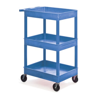 Utility Cart, 3 Tub Utility Cart 32”W x 24”D x 38”H (including casters) Blue Utility Cart, 3 Tub Utility Cart 32”W x 24”D x 38”H (including casters) Blue