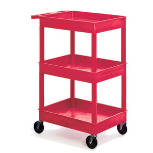 Utility Cart, 3 Tub Utility Cart 32”W x 24”D x 38”H (including casters) Red Utility Cart, 3 Tub Utility Cart 32”W x 24”D x 38”H (including casters) Red
