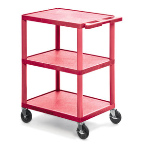 Utility Cart, 3 Shelves 24?W x 18?D x 36.5?H Red Utility Cart, 3 Shelves 24?W x 18?D x 36.5?H Red