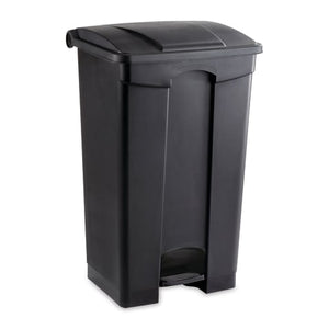 Plastic Step-On Receptacles, 23gal • 19.75"W x 16.25"D x 32.25"H • Black Plastic Step-On Receptacles, 23gal • 19.75"W x 16.25"D x 32.25"H • Black