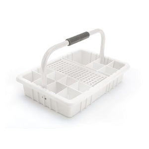 Phlebotomy Tray with 17mm Tube Rack • 11.5"W x 16.5"L x 9.5"H, White Phlebotomy Tray with 17mm Tube Rack • 11.5"W x 16.5"L x 9.5"H, White
