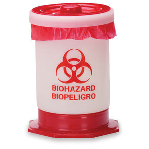 Autoclavable Biohazard Container, 1.5gal with Base • 8.25"Dia x 10.5"H Autoclavable Biohazard Container, 1.5gal with Base • 8.25"Dia x 10.5"H