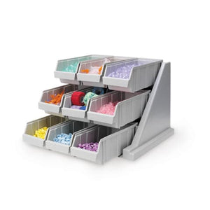 Tiered Organizer Bin System, 9-Bin • 20.13"W x 21.38"D x 14.25"H Tiered Organizer Bin System, 9-Bin • 20.13"W x 21.38"D x 14.25"H