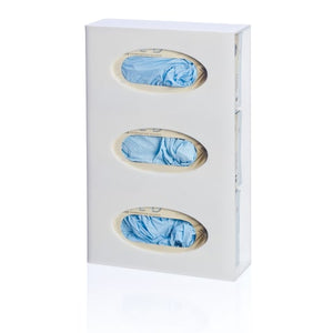 Side-Loading Acrylic Glove Dispenser, Triple • 10.125"W x 4.125"D x 16"H, White Side-Loading Acrylic Glove Dispenser, Triple • 10.125"W x 4.125"D x 16"H, White