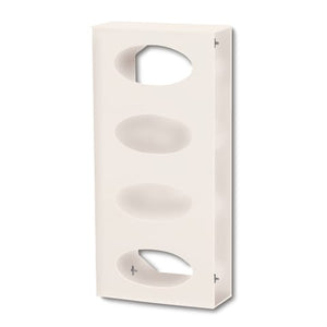 Antimicrobial Side-Loading Acrylic Glove Dispenser, Quad • 10.125"W x 4.125"D x 21.25"H • White Antimicrobial Side-Loading Acrylic Glove Dispenser, Quad • 10.125"W x 4.125"D x 21.25"H • White