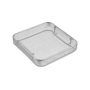Wire Mesh Basket • Inner Drop Handles • Stacking, 9.4"W x 9.8"L x 2"H Wire Mesh Basket • Inner Drop Handles • Stacking, 9.4"W x 9.8"L x 2"H